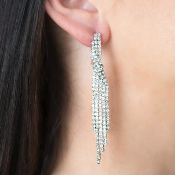 Paparazzi Jewelry Accessories - Cosmic Candescence - White Earrings - Vintage - Picture 1 of 4